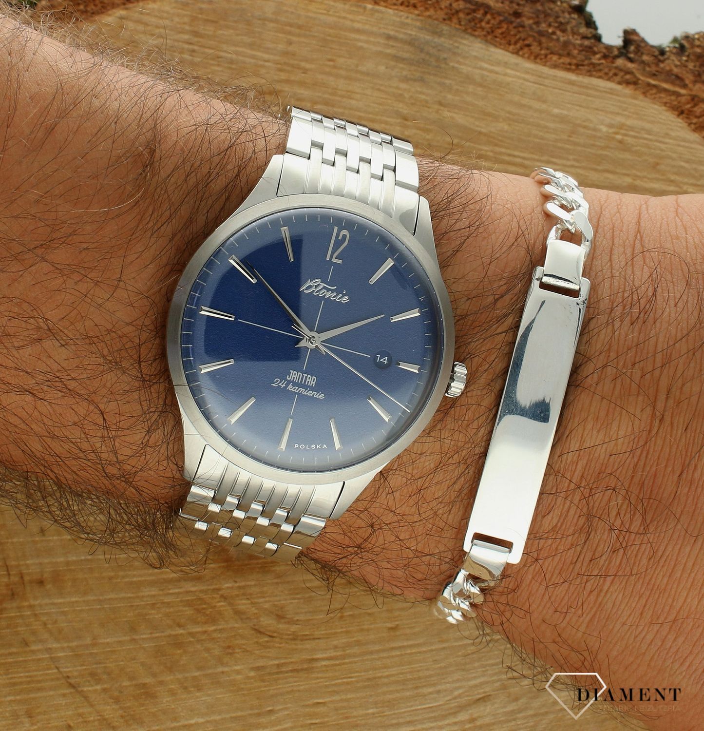 Polski zegarek automatyczny męski Błonie Jantar Burza⌚ Grawer na zegarku gratis 🔝 Męski zegarek na bransolecie klasyk🎁Prezent na Walentynki ❤️Prezent na Święta🤗 Największy wybór polskich zegarków w sklepie zegarki-diament.jpg